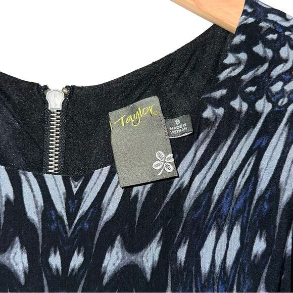 Taylor Abstract Ikat Fit & Flare Dress Size 8 - Picture 4 of 12